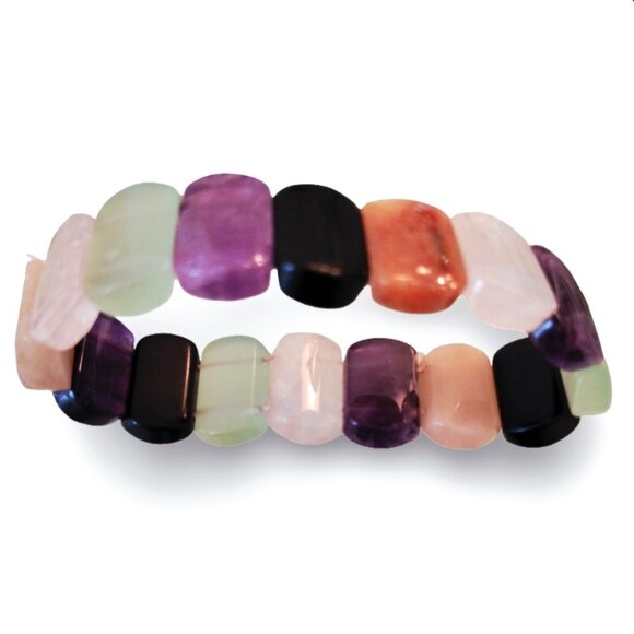 Stones of Many Stories - Vintage 1990s Quartz Gemstone Bracelet - Picture 4 of 6